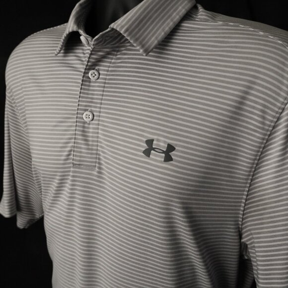 Under Armour HeatGear Gray Striped Polo (M) OMG! ⛳️ - Picture 6 of 9
